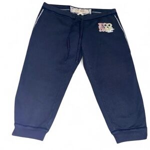 Hollister Women’s Vintage Navy Cropped Sweatpants Logo Size S